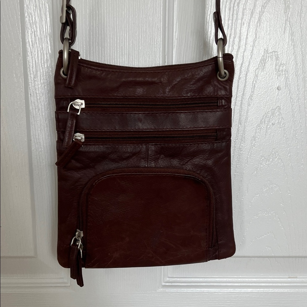 Dark Brown Leather Crossbody Bag